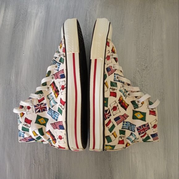 Vintage Converse All Star All Nations Flags World Peace Men's Size 5.5 - Picture 7 of 15